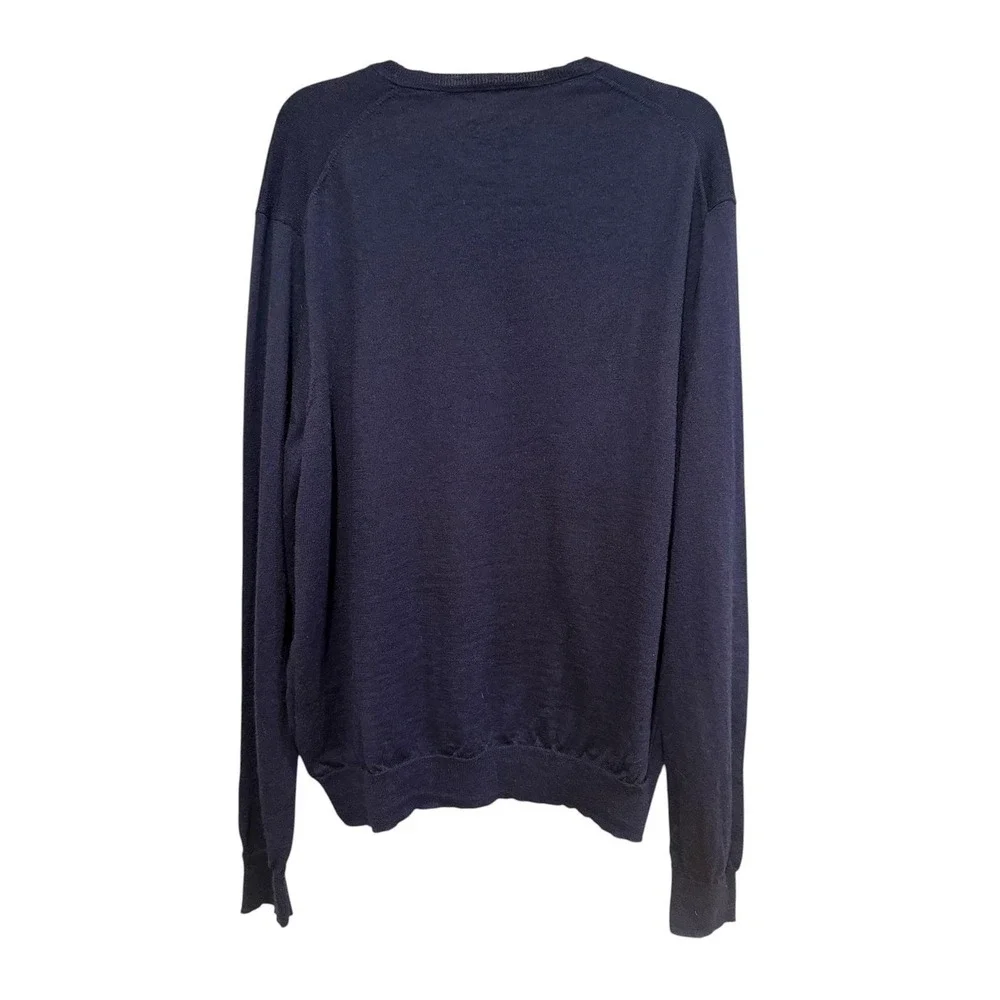 Polo Ralph Lauren V Neck Washable Merino Wool Sweater Navy Blue Men's XL‎